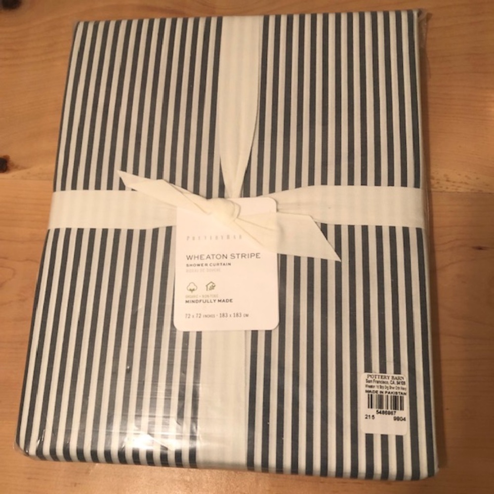 New Pottery Barn Wheaton Stripe Shower Curtain Organic